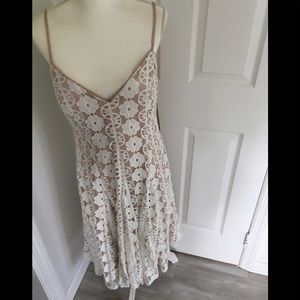Eliza J White and Cream Lace Dress